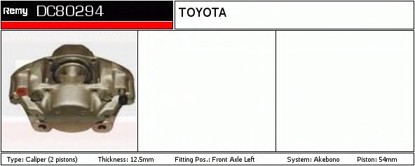 DELCO REMY DC80294 Тормозной суппорт для TOYOTA CORONA (Тойота/тоета Cорона) DELCO REMY DC80294 Тормозной суппорт для TOYOTA CORONA (Тойота/тоета Cорона)