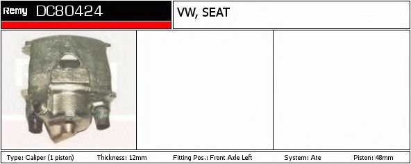 DELCO REMY DC80424 Тормозной суппорт для VOLKSWAGEN SCIROCCO (Фольксваген Сcироccо) DELCO REMY DC80424 Тормозной суппорт для VOLKSWAGEN SCIROCCO (Фольксваген Сcироccо)