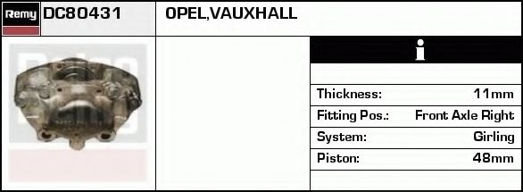 DELCO REMY DC80431 Тормозной суппорт для OPEL KADETT C (Опель Кадэтт c) DELCO REMY DC80431 Тормозной суппорт для OPEL KADETT C (Опель Кадэтт c)