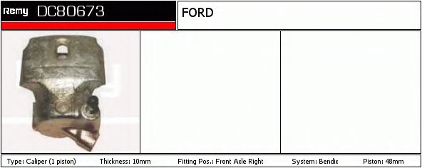 DELCO REMY DC80673 Тормозной суппорт для FORD FIESTA (Форд Фиэста) DELCO REMY DC80673 Тормозной суппорт для FORD FIESTA (Форд Фиэста)