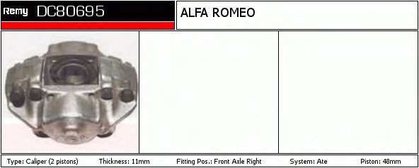 DELCO REMY DC80695 Тормозной суппорт для ALFA ROMEO GTV (Альфа ромео Гтv) DELCO REMY DC80695 Тормозной суппорт для ALFA ROMEO GTV (Альфа ромео Гтv)
