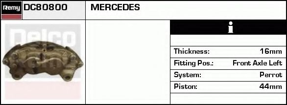 DELCO REMY DC80800 Тормозной суппорт для MERCEDES-BENZ G-CLASS (Мэрcэдэс-бэнз Ж класс) DELCO REMY DC80800 Тормозной суппорт для MERCEDES-BENZ G-CLASS (Мэрcэдэс-бэнз Ж класс)