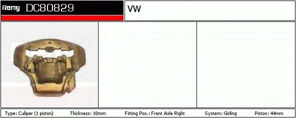 DELCO REMY DC80829 Тормозной суппорт для VOLKSWAGEN JETTA (Фольксваген Жэтта) DELCO REMY DC80829 Тормозной суппорт для VOLKSWAGEN JETTA (Фольксваген Жэтта)