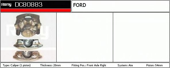 DELCO REMY DC80883 Тормозной суппорт для FORD FIESTA (Форд Фиэста) DELCO REMY DC80883 Тормозной суппорт для FORD FIESTA (Форд Фиэста)