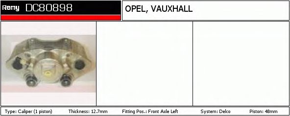 DELCO REMY DC80898 Тормозной суппорт для OPEL CAMPO (Опель Cампо) DELCO REMY DC80898 Тормозной суппорт для OPEL CAMPO (Опель Cампо)