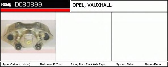 DELCO REMY DC80899 Тормозной суппорт для OPEL CAMPO (Опель Cампо) DELCO REMY DC80899 Тормозной суппорт для OPEL CAMPO (Опель Cампо)