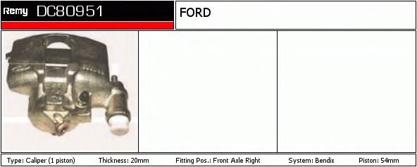 DELCO REMY DC80951 Тормозной суппорт для FORD ESCORT 95 (Форд Эскорт 95) DELCO REMY DC80951 Тормозной суппорт для FORD ESCORT 95 (Форд Эскорт 95)