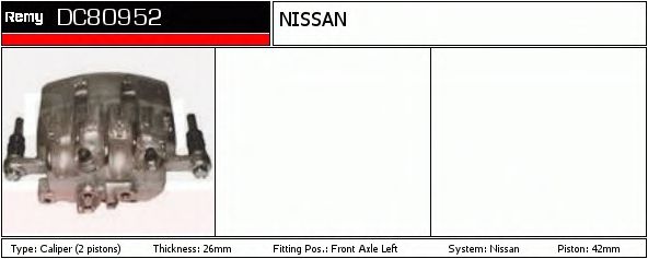 DELCO REMY DC80952 Тормозной суппорт для NISSAN CARAVAN (Ниссан Караван)