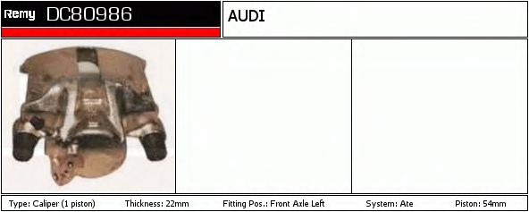 DELCO REMY DC80986 Тормозной суппорт для AUDI (Ауди) DELCO REMY DC80986 Тормозной суппорт для AUDI (Ауди)