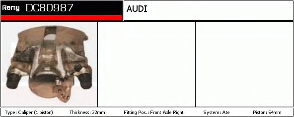 DELCO REMY DC80987 Тормозной суппорт для AUDI (Ауди) DELCO REMY DC80987 Тормозной суппорт для AUDI (Ауди)