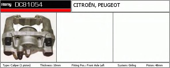 DELCO REMY DC81054 Тормозной суппорт для PEUGEOT 205 II (Пежо 205 2) DELCO REMY DC81054 Тормозной суппорт для PEUGEOT 205 II (Пежо 205 2)