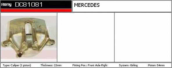 DELCO REMY DC81081 Тормозной суппорт для MERCEDES-BENZ CABRIOLET (Мэрcэдэс-бэнз Cабриолэт) DELCO REMY DC81081 Тормозной суппорт для MERCEDES-BENZ CABRIOLET (Мэрcэдэс-бэнз Cабриолэт)