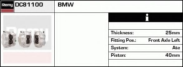 DELCO REMY DC81100 Тормозной суппорт для BMW 7 (Бмв 7) DELCO REMY DC81100 Тормозной суппорт для BMW 7 (Бмв 7)