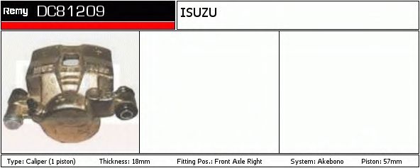 DELCO REMY DC81209 Тормозной суппорт для ISUZU TROOPER (Исузу Троопэр) DELCO REMY DC81209 Тормозной суппорт для ISUZU TROOPER (Исузу Троопэр)