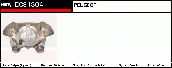 DELCO REMY DC81304 Тормозной суппорт для PEUGEOT 305 II (Пежо 305 2) DELCO REMY DC81304 Тормозной суппорт для PEUGEOT 305 II (Пежо 305 2)