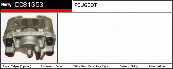 DELCO REMY DC81353 Тормозной суппорт для PEUGEOT 309 II (Пежо 309 2) DELCO REMY DC81353 Тормозной суппорт для PEUGEOT 309 II (Пежо 309 2)