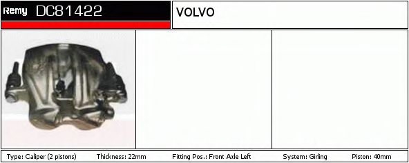 DELCO REMY DC81422 Тормозной суппорт для VOLVO 940 II (Вольво 940 2) DELCO REMY DC81422 Тормозной суппорт для VOLVO 940 II (Вольво 940 2)