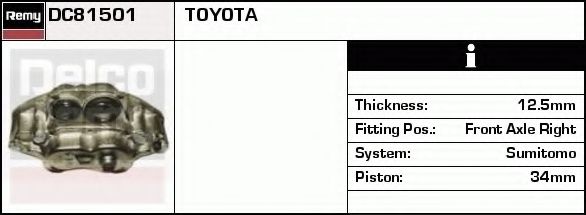 DELCO REMY DC81501 Тормозной суппорт для TOYOTA (Тойота/тоета) DELCO REMY DC81501 Тормозной суппорт для TOYOTA (Тойота/тоета)