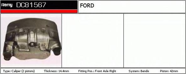 DELCO REMY DC81567 Тормозной суппорт для FORD TRANSIT (Форд Трансит) DELCO REMY DC81567 Тормозной суппорт для FORD TRANSIT (Форд Трансит)