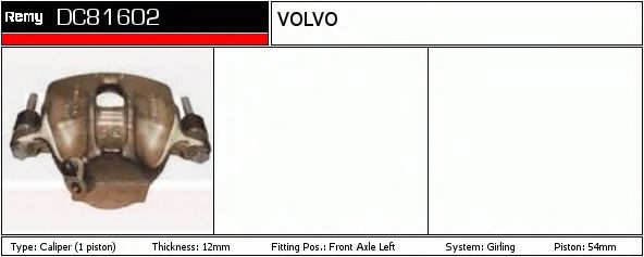 DELCO REMY DC81602 Тормозной суппорт для VOLVO 480 E (Вольво 480 э) DELCO REMY DC81602 Тормозной суппорт для VOLVO 480 E (Вольво 480 э)