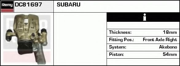 DELCO REMY DC81697 Тормозной суппорт для SUBARU (Субару) DELCO REMY DC81697 Тормозной суппорт для SUBARU (Субару)