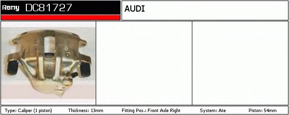 DELCO REMY DC81727 Тормозной суппорт для AUDI 80 (Ауди 80) DELCO REMY DC81727 Тормозной суппорт для AUDI 80 (Ауди 80)