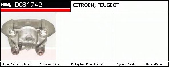 DELCO REMY DC81742 Тормозной суппорт для PEUGEOT 205 II (Пежо 205 2) DELCO REMY DC81742 Тормозной суппорт для PEUGEOT 205 II (Пежо 205 2)