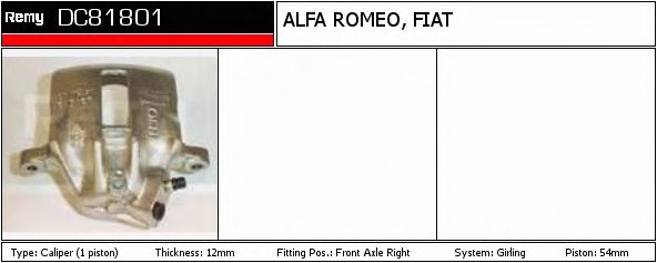 DELCO REMY DC81801 Тормозной суппорт для FIAT TEMPRA (Фиат Тэмпра) DELCO REMY DC81801 Тормозной суппорт для FIAT TEMPRA (Фиат Тэмпра)