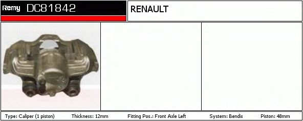 DELCO REMY DC81842 Тормозной суппорт для RENAULT LUTECIA I (Рено Лутэcиа и) DELCO REMY DC81842 Тормозной суппорт для RENAULT LUTECIA I (Рено Лутэcиа и)