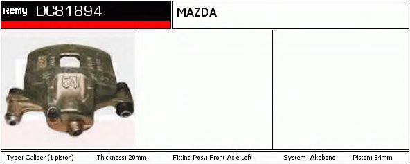 DELCO REMY DC81894 Тормозной суппорт для MAZDA 626 III (Мазда 626 3) DELCO REMY DC81894 Тормозной суппорт для MAZDA 626 III (Мазда 626 3)