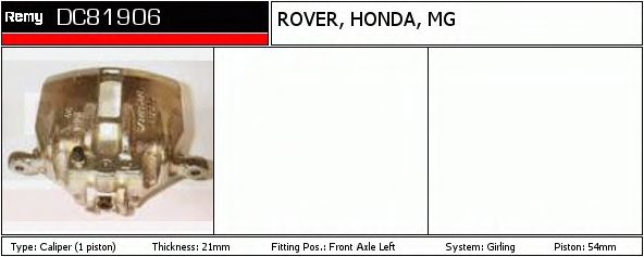 DELCO REMY DC81906 Тормозной суппорт для ROVER 400 (Ровер 400) DELCO REMY DC81906 Тормозной суппорт для ROVER 400 (Ровер 400)