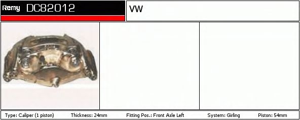 DELCO REMY DC82012 Тормозной суппорт для VOLKSWAGEN (Фольксваген) DELCO REMY DC82012 Тормозной суппорт для VOLKSWAGEN (Фольксваген)