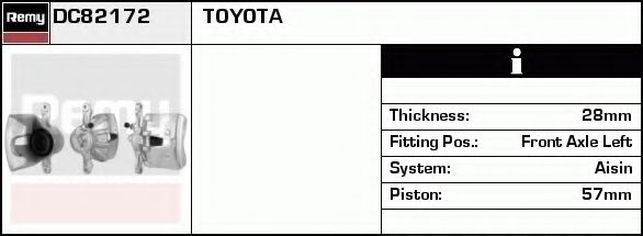 DELCO REMY DC82172 Тормозной суппорт для TOYOTA IPSUM (Тойота/тоета Ипсум) DELCO REMY DC82172 Тормозной суппорт для TOYOTA IPSUM (Тойота/тоета Ипсум)