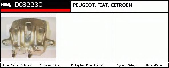 DELCO REMY DC82230 Тормозной суппорт для CITROËN JUMPER (CитроËн Жумпэр) DELCO REMY DC82230 Тормозной суппорт для CITROËN JUMPER (CитроËн Жумпэр)