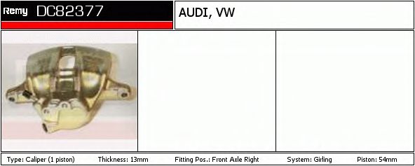 DELCO REMY DC82377 Тормозной суппорт для AUDI 80 (Ауди 80) DELCO REMY DC82377 Тормозной суппорт для AUDI 80 (Ауди 80)