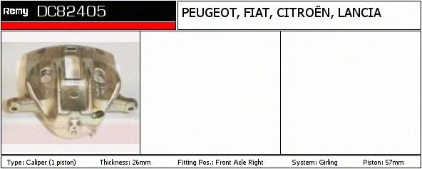 DELCO REMY DC82405 Тормозной суппорт для PEUGEOT 806 (Пежо 806) DELCO REMY DC82405 Тормозной суппорт для PEUGEOT 806 (Пежо 806)