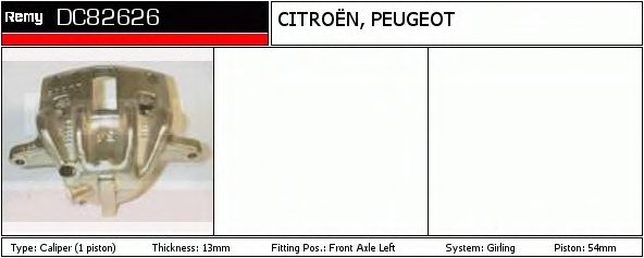 DELCO REMY DC82626 Тормозной суппорт для CITROËN BERLINGO (CитроËн Берлинго) DELCO REMY DC82626 Тормозной суппорт для CITROËN BERLINGO (CитроËн Берлинго)