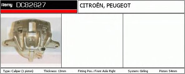 DELCO REMY DC82627 Тормозной суппорт для CITROËN BERLINGO (CитроËн Берлинго) DELCO REMY DC82627 Тормозной суппорт для CITROËN BERLINGO (CитроËн Берлинго)