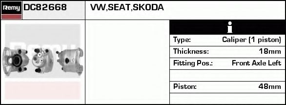 DELCO REMY DC82668 Тормозной суппорт для VOLKSWAGEN LUPO (Фольксваген Лупо) DELCO REMY DC82668 Тормозной суппорт для VOLKSWAGEN LUPO (Фольксваген Лупо)