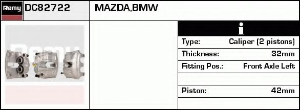 DELCO REMY DC82722 Тормозной суппорт для MAZDA MILLENIA (Мазда Миллэниа) DELCO REMY DC82722 Тормозной суппорт для MAZDA MILLENIA (Мазда Миллэниа)