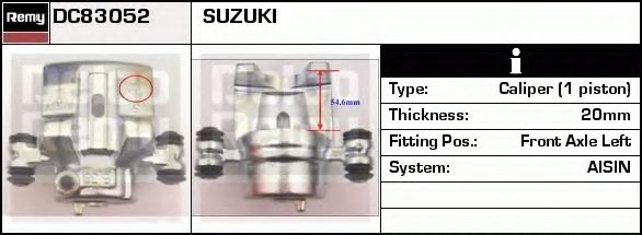 DELCO REMY DC83052 Тормозной суппорт для SUZUKI ESTEEM (Сузуки Эстээм) DELCO REMY DC83052 Тормозной суппорт для SUZUKI ESTEEM (Сузуки Эстээм)