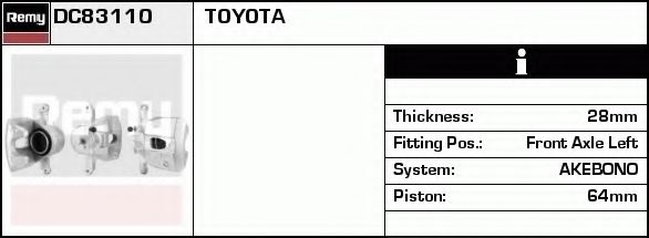 DELCO REMY DC83110 Тормозной суппорт для TOYOTA AVENSIS VERSO (Тойота/тоета Авенсис версо) DELCO REMY DC83110 Тормозной суппорт для TOYOTA AVENSIS VERSO (Тойота/тоета Авенсис версо)