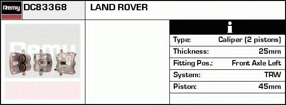 DELCO REMY DC83368 Тормозной суппорт для LAND ROVER DISCOVERY II (Ленд ровер/лэнд ровер Дискавери 2) DELCO REMY DC83368 Тормозной суппорт для LAND ROVER DISCOVERY II (Ленд ровер/лэнд ровер Дискавери 2)