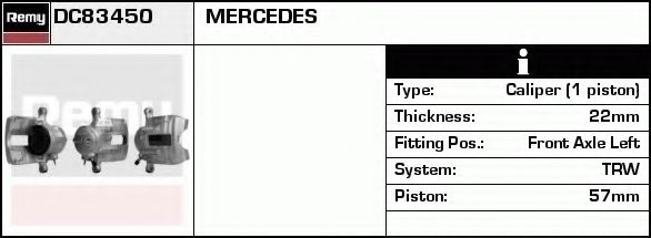 DELCO REMY DC83450 Тормозной суппорт для MERCEDES-BENZ VANEO (Мэрcэдэс-бэнз Vанэо) DELCO REMY DC83450 Тормозной суппорт для MERCEDES-BENZ VANEO (Мэрcэдэс-бэнз Vанэо)