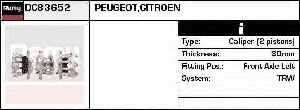 DELCO REMY DC83652 Тормозной суппорт для PEUGEOT 607 (Пежо 607)