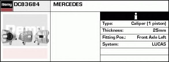 DELCO REMY DC83684 Тормозной суппорт для MERCEDES-BENZ C-CLASS SCOUPE (Мэрcэдэс-бэнз С класс сcоупэ) DELCO REMY DC83684 Тормозной суппорт для MERCEDES-BENZ C-CLASS SCOUPE (Мэрcэдэс-бэнз С класс сcоупэ)