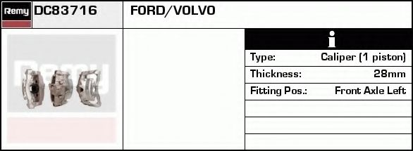 DELCO REMY DC83716 Тормозной суппорт для VOLVO V60 (Вольво V60) DELCO REMY DC83716 Тормозной суппорт для VOLVO V60 (Вольво V60)