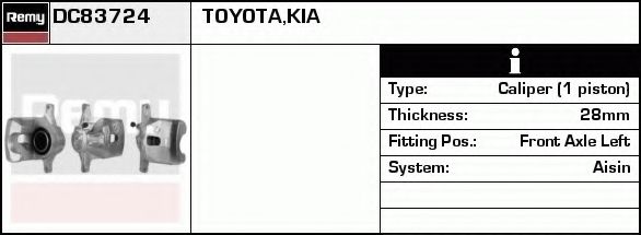 DELCO REMY DC83724 Тормозной суппорт для TOYOTA IPSUM (Тойота/тоета Ипсум) DELCO REMY DC83724 Тормозной суппорт для TOYOTA IPSUM (Тойота/тоета Ипсум)