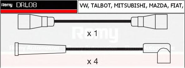 DELCO REMY DRL08 Комплект проводов зажигания для MITSUBISHI LANCER (Митсубиши/митсубиси Ланcэр) DELCO REMY DRL08 Комплект проводов зажигания для MITSUBISHI LANCER (Митсубиши/митсубиси Ланcэр)