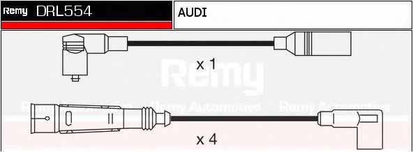 DELCO REMY DRL554 Комплект проводов зажигания для AUDI 100 (Ауди 100) DELCO REMY DRL554 Комплект проводов зажигания для AUDI 100 (Ауди 100)